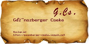 Günszberger Cseke névjegykártya